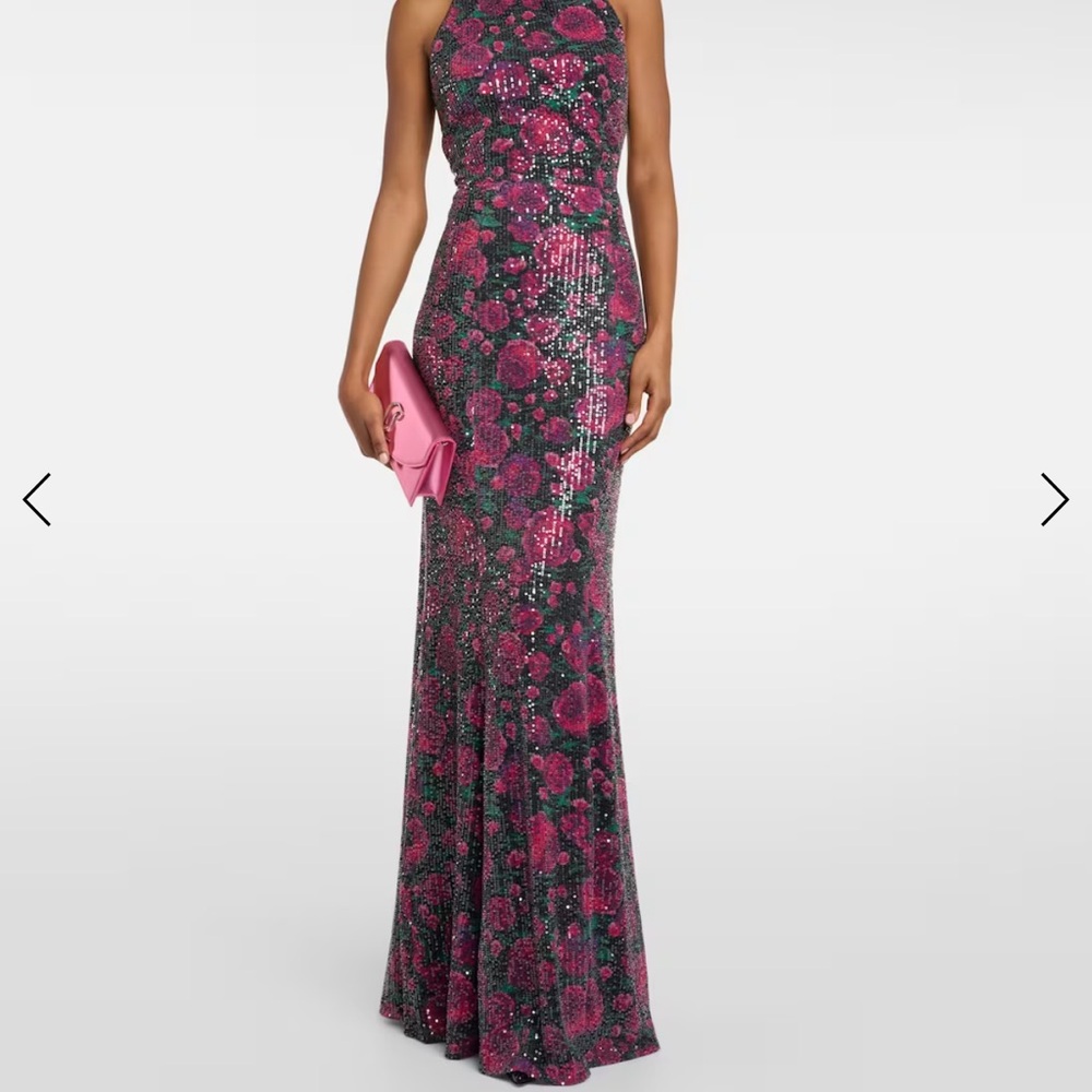ROTATE sequin haltered dress maxi rose sequin